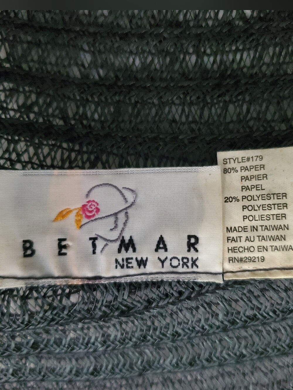 Vintage Betmar Black Paper Wide Brim Floppy Sun Hat - Picture 8 of 9